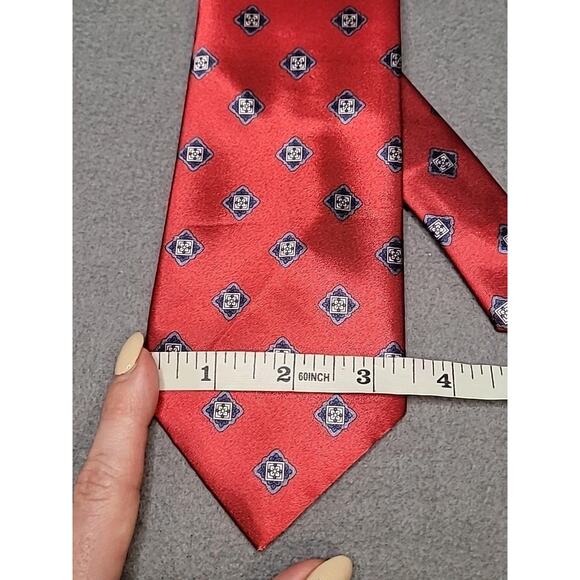 Vintage Ketch Men’s Tie Red Blue Gold Geometric Print 90s Retro 54"x3.5" GUC - Picture 3 of 5